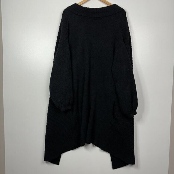 Twosisters The Label  Apollo Open Front Long Cardigan Sherpa Teddy Knit  Black - Picture 10 of 10